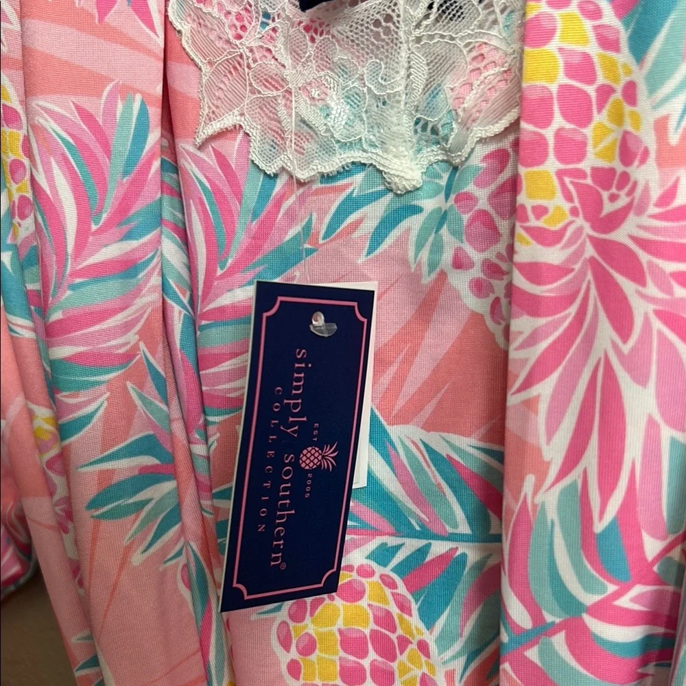 Simply Southern Floral Pink Women's Robe and Nightgown Set NWT Large - Picture 2 of 12